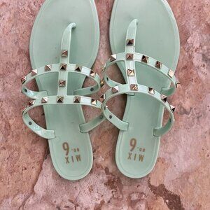 Mix No. 6 Green Studded Cage Sandals
